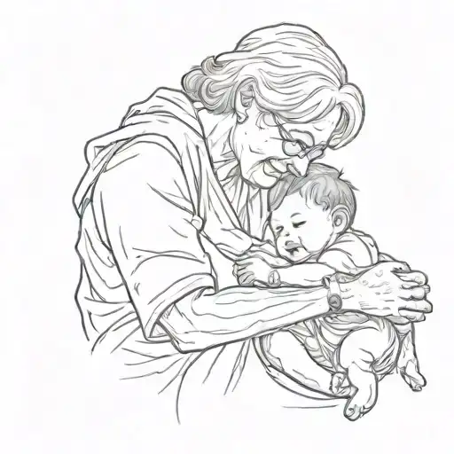 Grandmother and grandson holding hands tattoo design idea