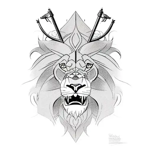 Incorporate the Arsenal cannon into a sketch-style tattoo of a lion's head tattoo design idea