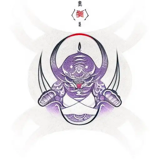 Japanese symbol for jiu jitsu, brush stroke like lines with hints of purple. tattoo design idea