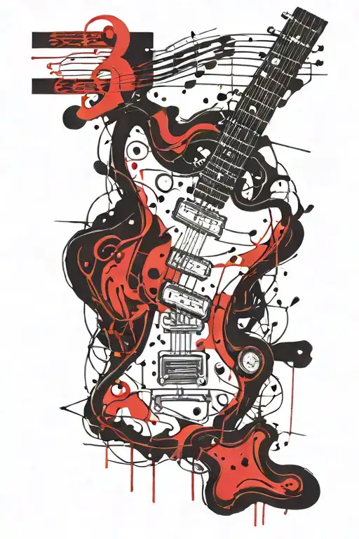 music, guitar, paramedic, ecg, stave, ambulance tattoo design idea