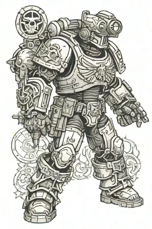 Warhammer 40k Speis Marine sleeve tattoo design idea