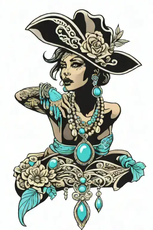 western turquoise jewelry tattoo design idea