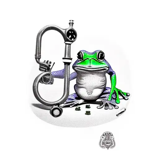 frog smoking a pipe while he is wearing a suit tattoo design idea
