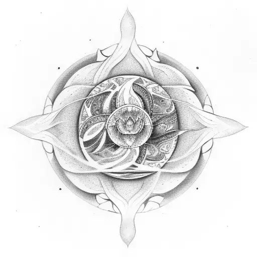 triple moon with lotus tattoo design idea