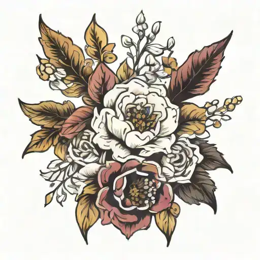 march, july, october and november birth flower tattoo design idea