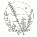 sunset and arrow surrounded by bluebonnets coming tattoo design idea