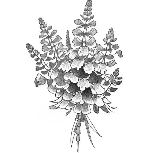 a bouquet of wild flowers lupine tattoo design idea