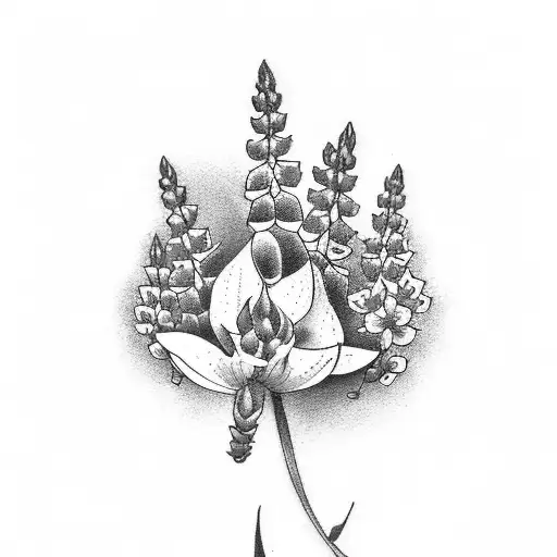 a small bouquet of wild flowers lupine tattoo design idea