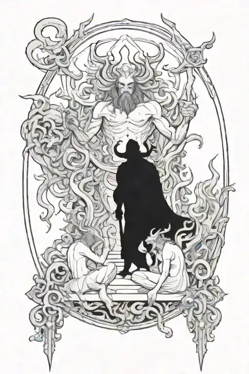  Hades and the underworld scene depicting demons tattoo design idea