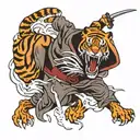 Grim Reaper killing tiger head tattoo design idea