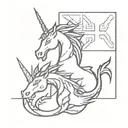 dragon and unicorn, with Hong Kong flag and Scotland flag  tattoo design idea
