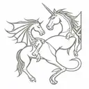 dragon and unicorn, with Hong Kong flag and Scotland flag  tattoo design idea