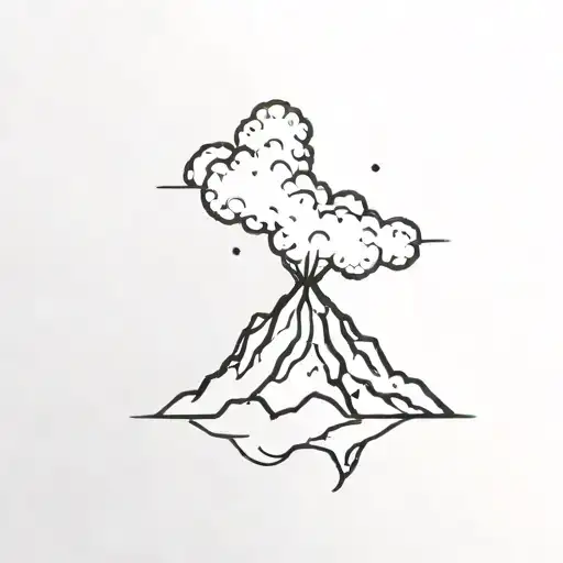 geological volcano erupting tattoo design idea