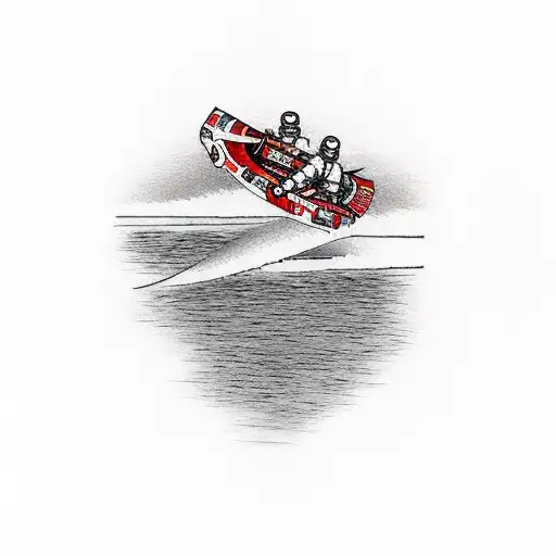 an astronaut paddling in a red kayak tattoo design idea