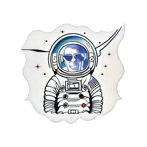 an astronaut in a red kayak tattoo design idea