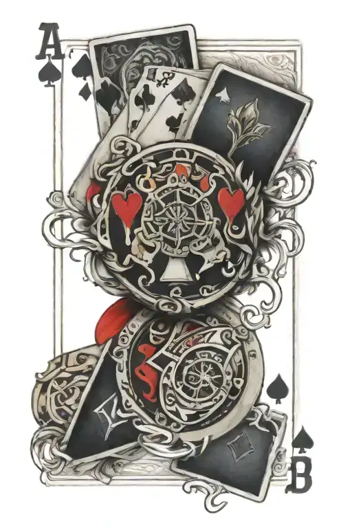 three playing cards tattoo design idea