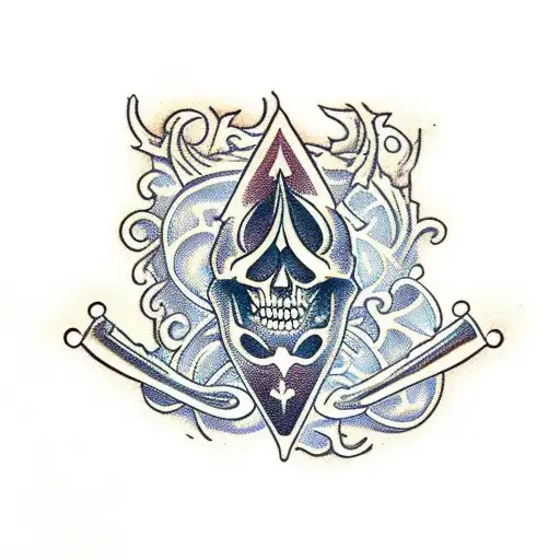 Ace of spades card cartoonish skeleton  tattoo design idea
