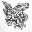 Wild frog and gun tattoo design idea