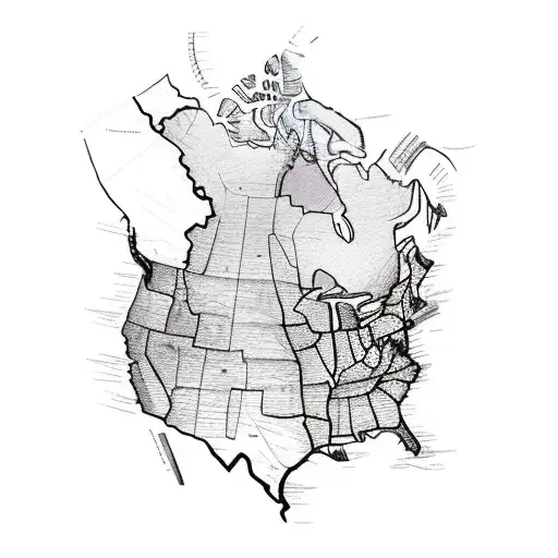 A chef's knife morphing into a map of the USA tattoo design idea