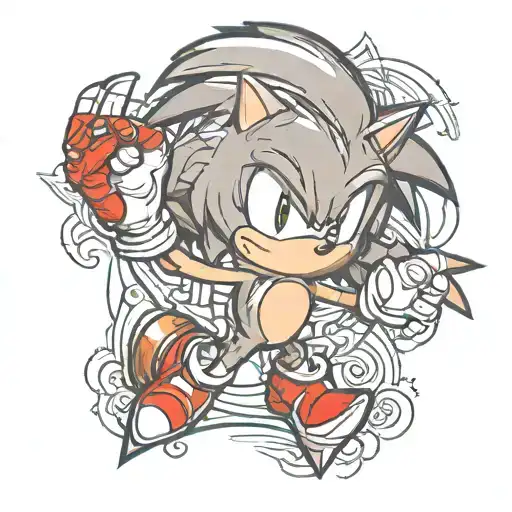 Sonic character with the first name Christopher tattoo design idea