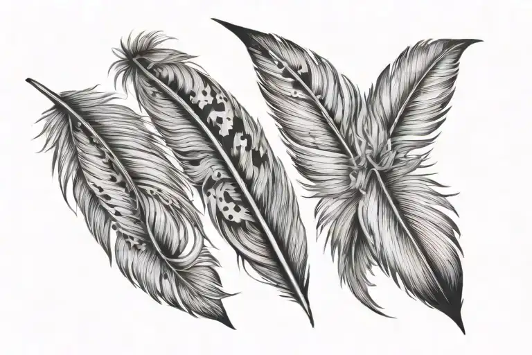Feather + birds tattoo design idea