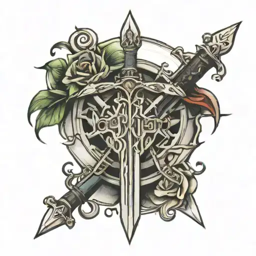 swords crossed tattoo design idea