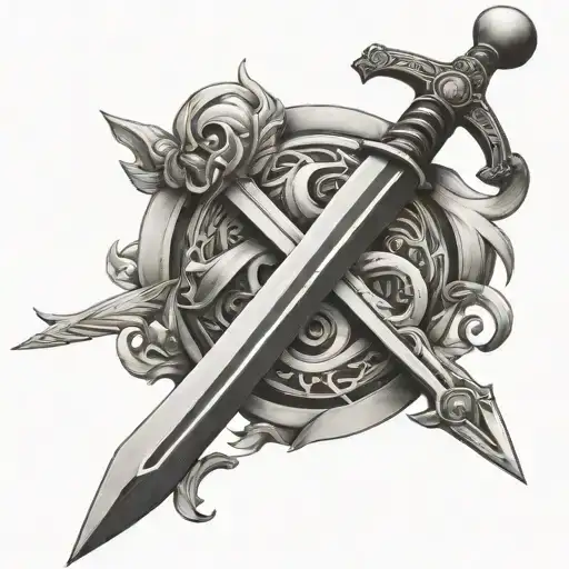 swords crossed tattoo design idea