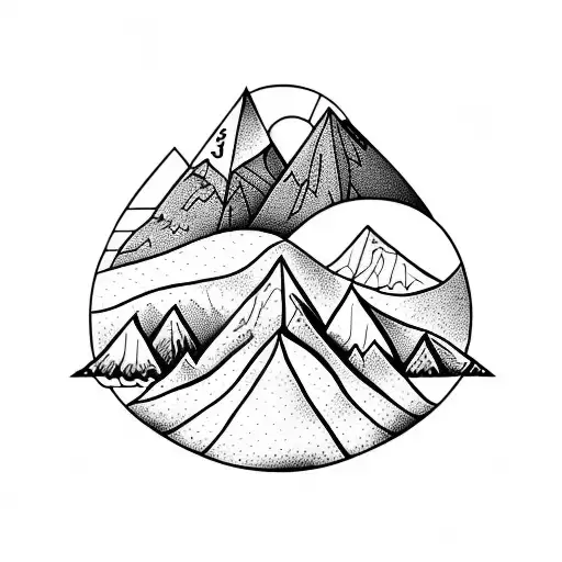 lonely mountain triangle tattoo design idea