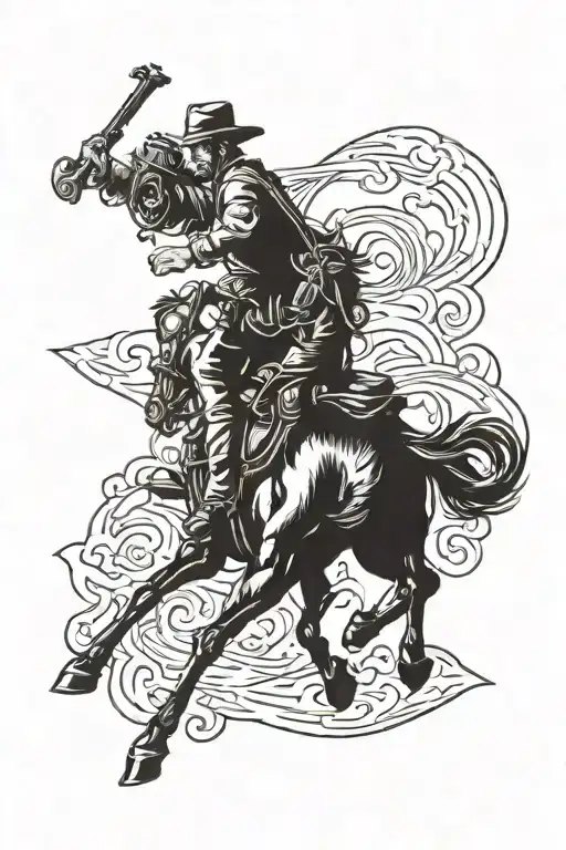 western cowboy outlaw cowboy riding tattoo design idea