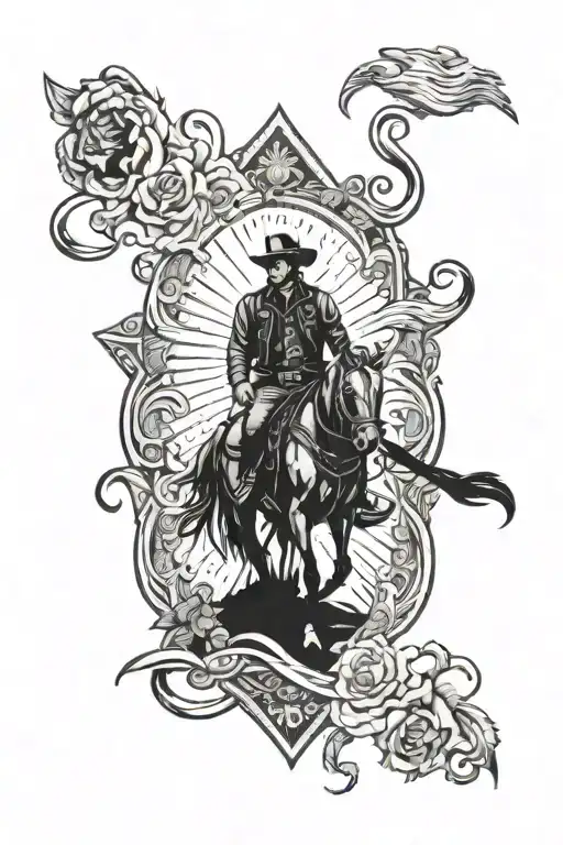 western style outlaw cowboy   tattoo design idea