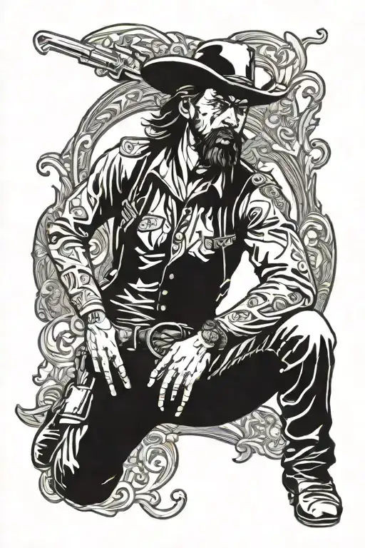 western style outlaw cowboy tattoo design idea