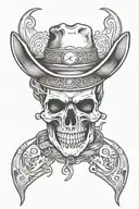 western outlaw skull cowboy tattoo design idea