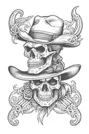 western outlaw skull cowboy tattoo design idea