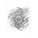 Full arm tattoo An abstract representation of a psychedelic soundwave with vibrant colors and intricate patterns, inspir tattoo design idea