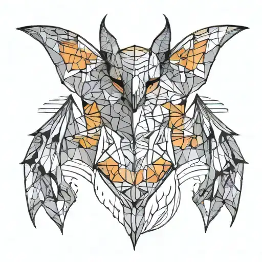 orange fruit bat fire   tattoo design idea