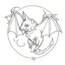 orange fruit bat fire   tattoo design idea