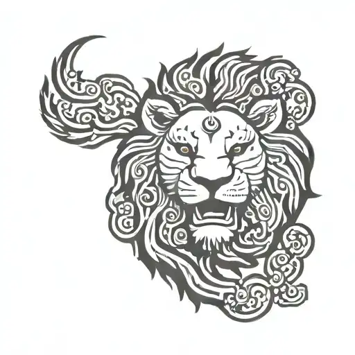 half lion head half bear head Korean calligraphy   tattoo design idea