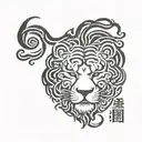 half lion head half bear head Korean calligraphy   tattoo design idea
