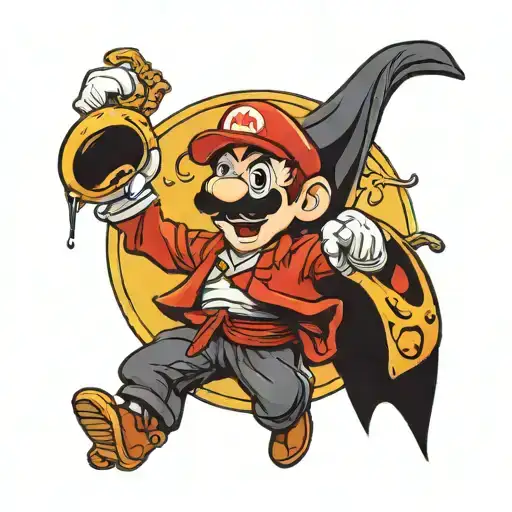 Mario bullet, phantom of the opera, karate kid rising sun, laugh now laugh later  tattoo design idea