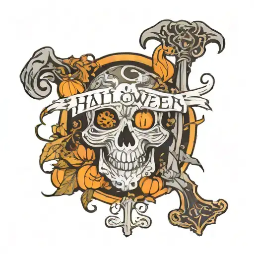 halloween theme elijah name incorporated tattoo design idea