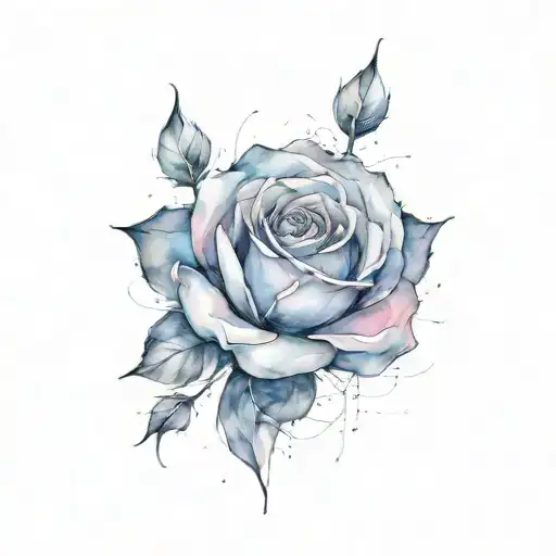 Rose watercolor tattoo with line abstract dark tattoo design idea