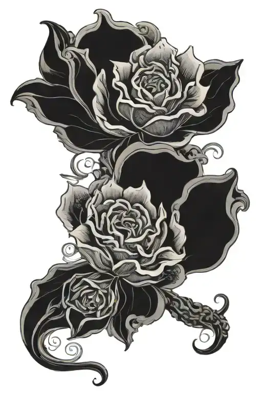 Incorporate intricate blackwork designs of anal plugs and chastity cages intertwined with elegant floral patterns tattoo design idea