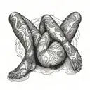 Create a dotwork tattoo of a sensual scene involving anal play, with intricate details of anal plugs and bondage accessories in the background tattoo design idea