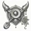 Create a dotwork tattoo of a sensual scene involving anal play, with intricate details of anal plugs and bondage accessories in the background tattoo design idea