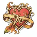 a heart with the letter J inside of it  tattoo design idea