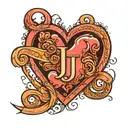 a heart with the letter J inside of it  tattoo design idea