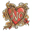 a heart with the letter J inside of it  tattoo design idea