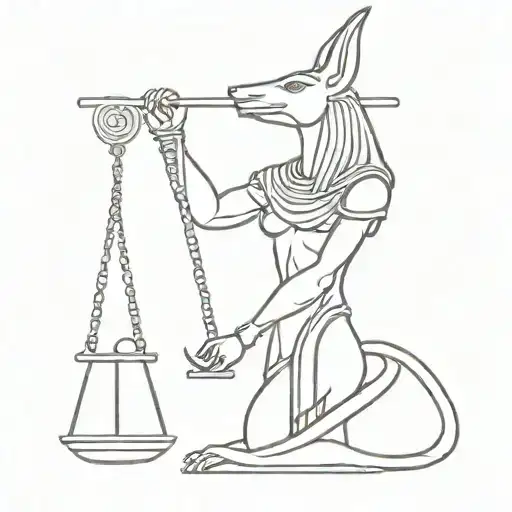 Anubis holding a scale of justice tattoo design idea