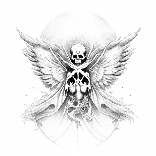 Death embracing Angel tattoo design idea