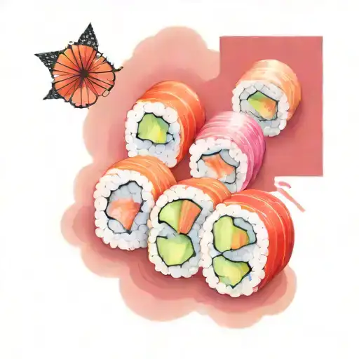 california maki sushi sliced on top of each other tattoo design idea